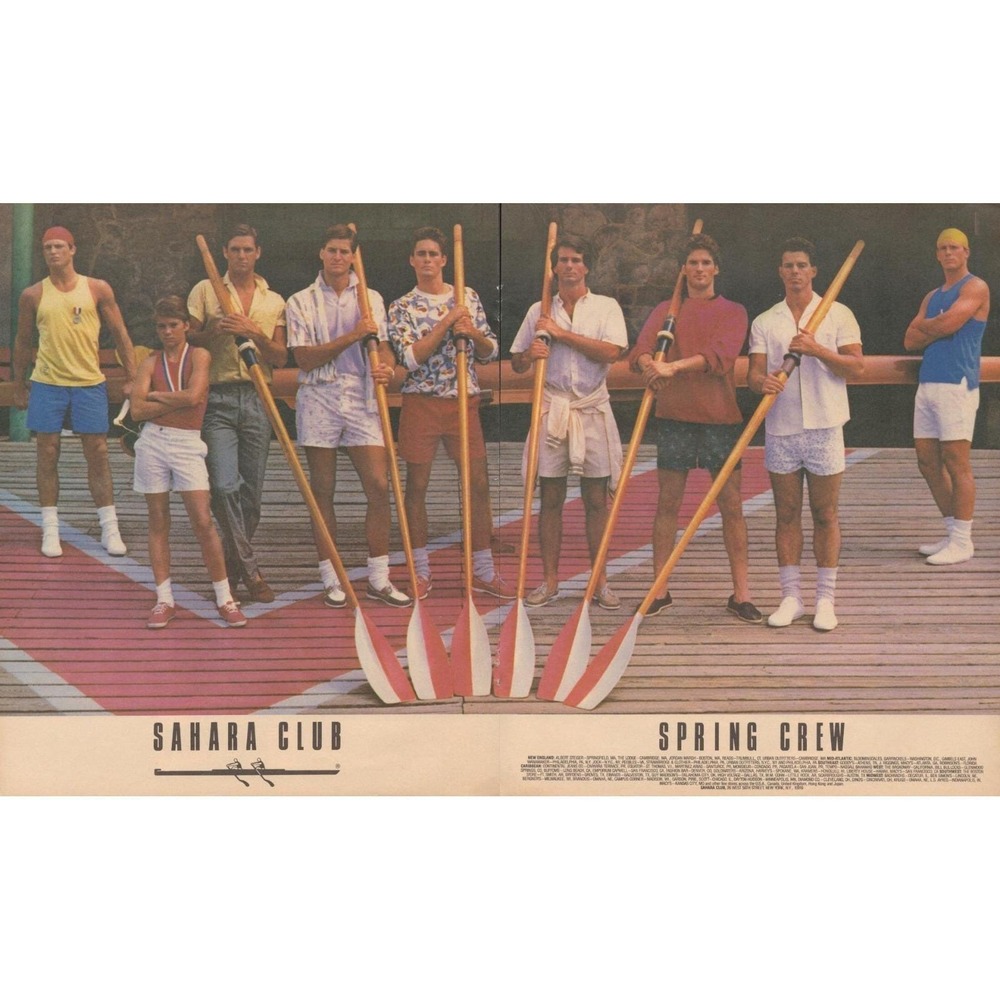Vintage 1986 Sahara Club Print Ad Spring Crew Mens Fashion Rowing Preppy Style